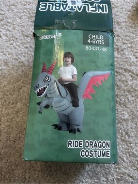 Children’s Ride in Dragon Halloween Costume Inflatable Blow Up Kids 4-6 Years